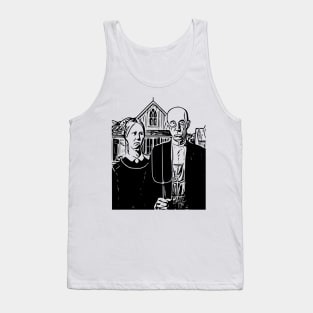 Grant Wood | American Gothic | Line art Tank Top